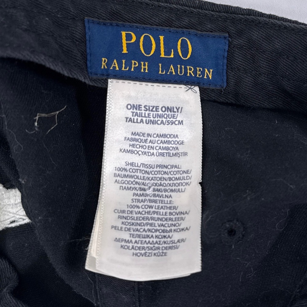 Polo Ralph Lauren Big Pony Cap Hat Mens One Size Fits All Black Leather Strap - Picture 7 of 7